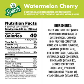 Chilled V8 Splash Watermelon Cherry served in a glass for a refreshing morning drink.