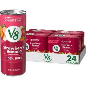 V8 Strawberry Banana 24-pack front view for a convenient daily refresh.
