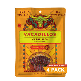 Vacadillos Habanero Beef Jerky pack-of-4 for on-the-go protein.