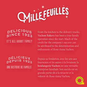 Vachon Mille Feuilles close-up crumble texture emphasizes flaky, delicate layers.