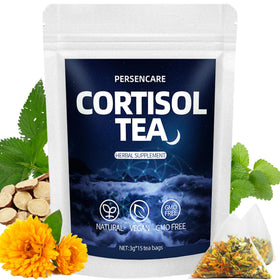 VAEYAE Cortisol Tea tin packaging invites a calm daily ritual.