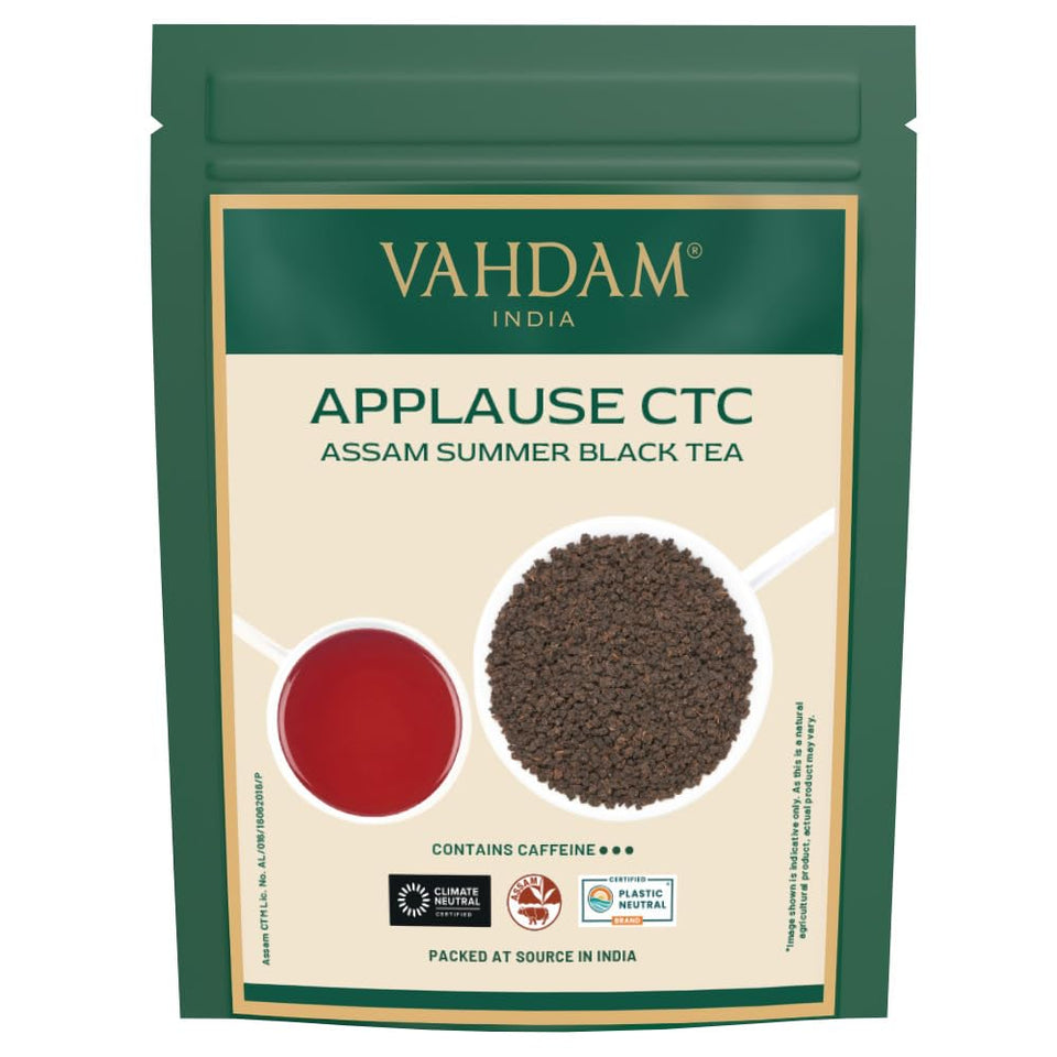 VAHDAM Assam CTC loose tea leaves ready to brew for a bold cup.