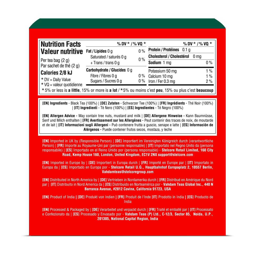 VAHDAM brand collection label highlighting premium tea varieties