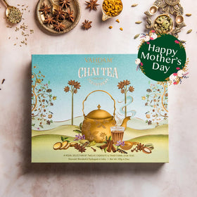 VAHDAM chai varieties collection displaying 12 blends for tea lovers.