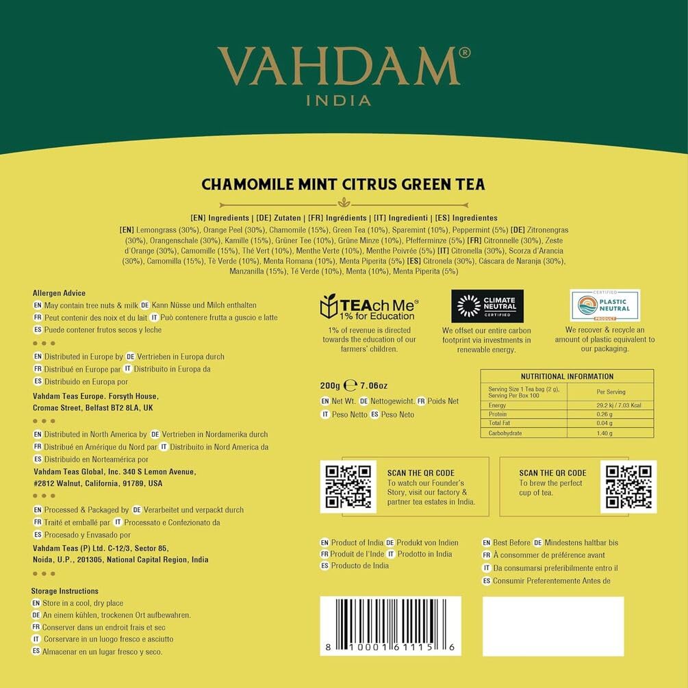 Enjoy VAHDAM Chamomile as a relaxing evening ritual with caffeine-free comfort