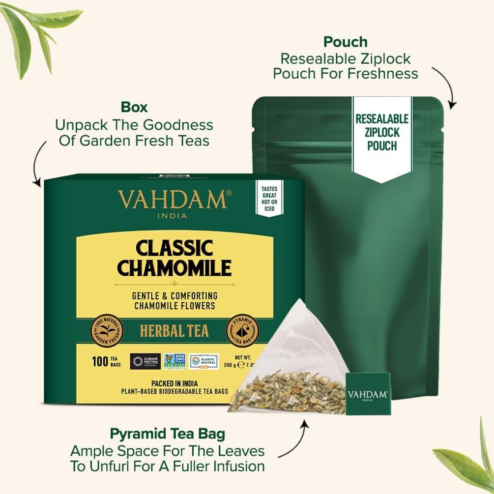 Brewing VAHDAM Chamomile creates a calming moment any time of day