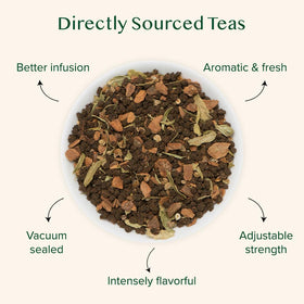VAHDAM Cinnamon Masala Chai loose leaf closeup with vibrant spices