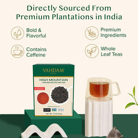 VAHDAM cup brewing setup creating a steaming cup of hot Oolong.