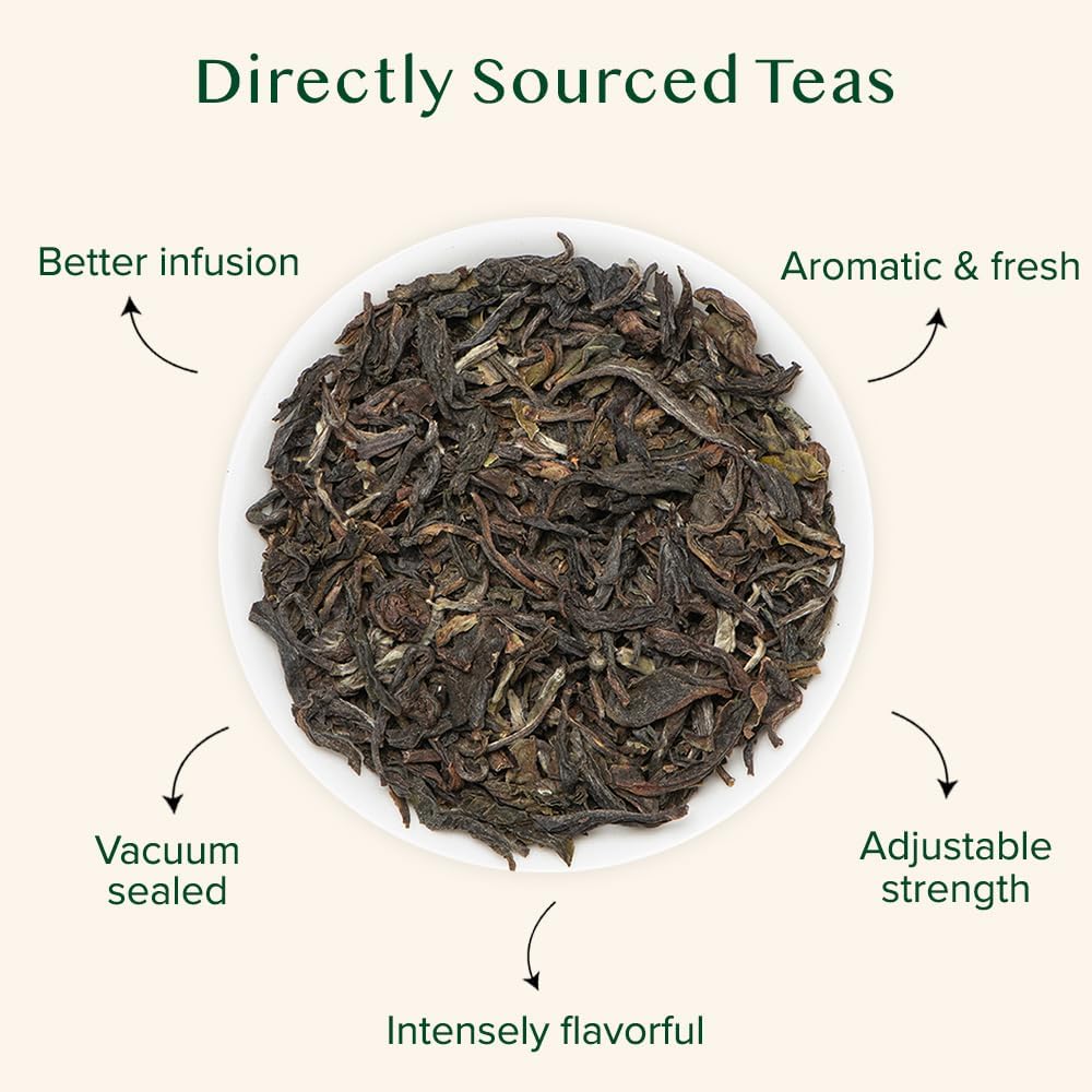 VAHDAM Darjeeling tea steaming cup with inviting aroma for afternoon refreshment