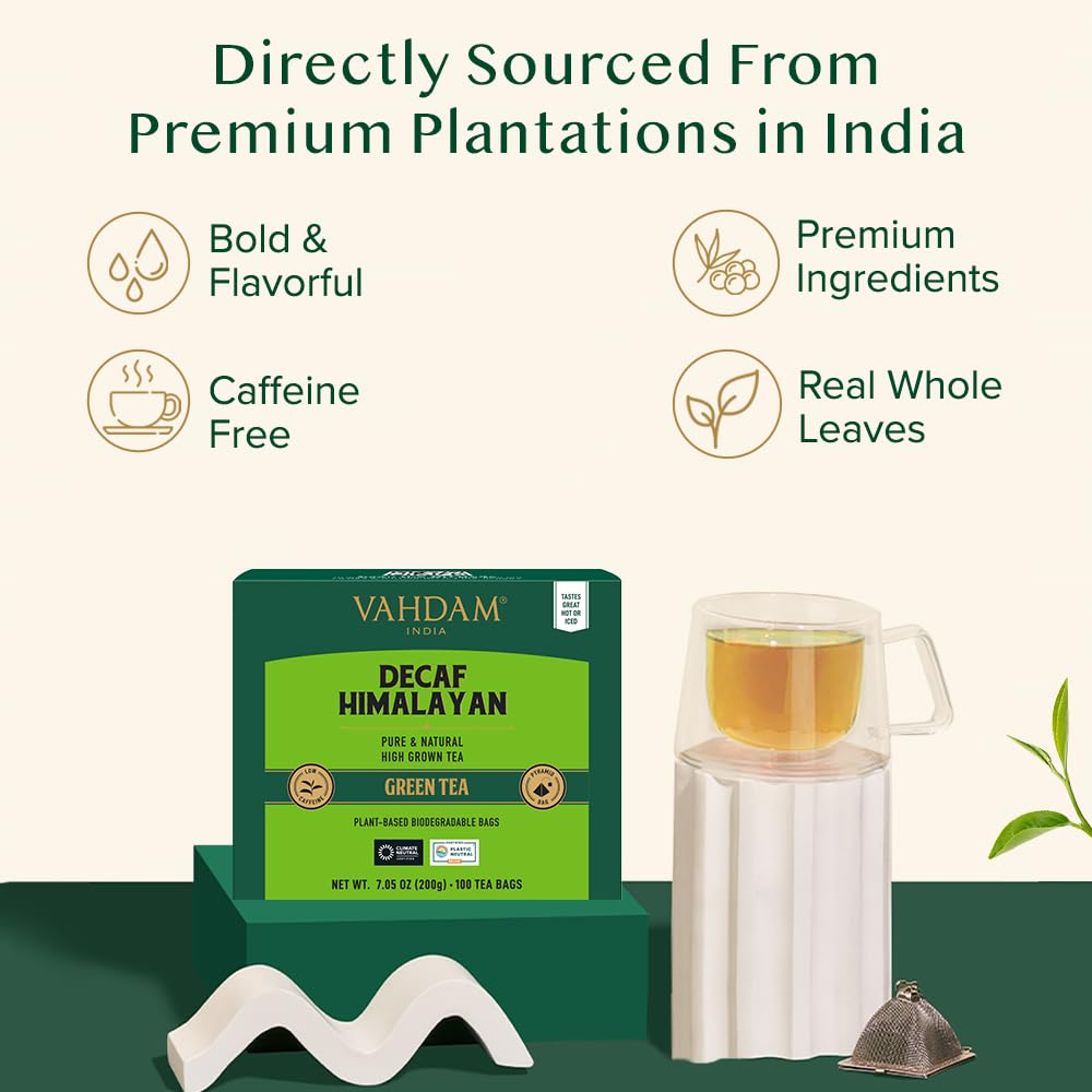 Pyramid bags steeping in hot water with VAHDAM green tea aroma