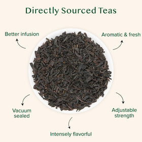 VAHDAM Earl Grey steeping in hot water for a balanced cup.