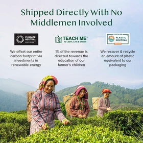 VAHDAM eco packaging emphasizing carbon and plastic neutrality