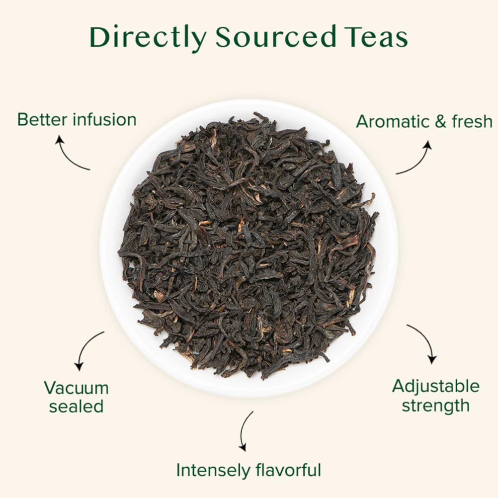 VAHDAM English Breakfast Tea loose leaf brew shows strong aromatic profile