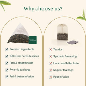 VAHDAM farm-to-cup clean ingredients highlight ethical sourcing.