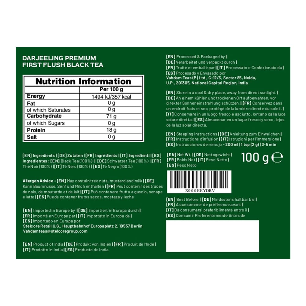 Front view VAHDAM first flush packaging signaling sustainable quality