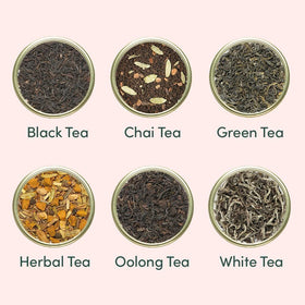Gift-ready VAHDAM box packaging with a complete 24-tea ensemble.