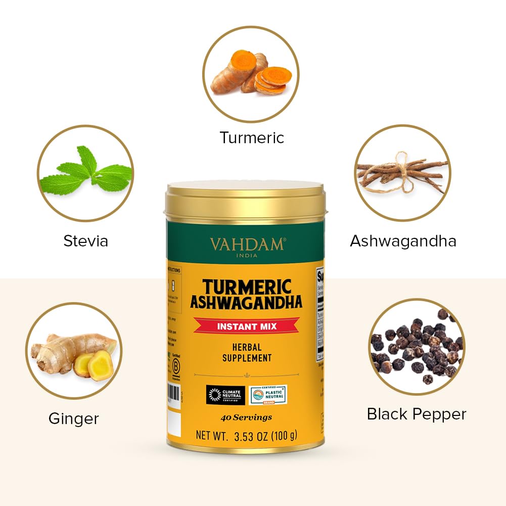 VAHDAM Turmeric Ashwagandha with ginger and black pepper delivering bold flavor