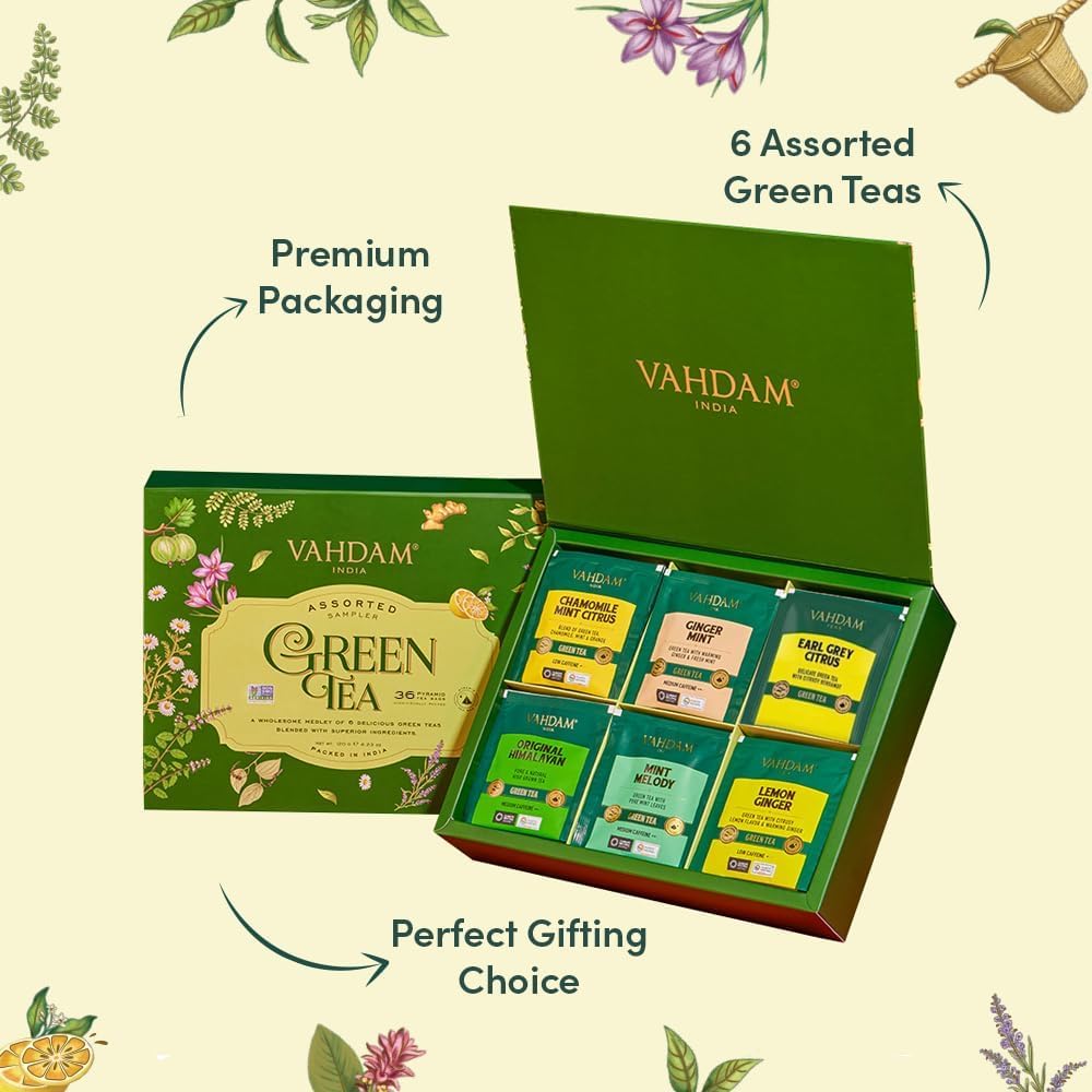 VAHDAM Non-GMO verification badge on packaging highlights quality.