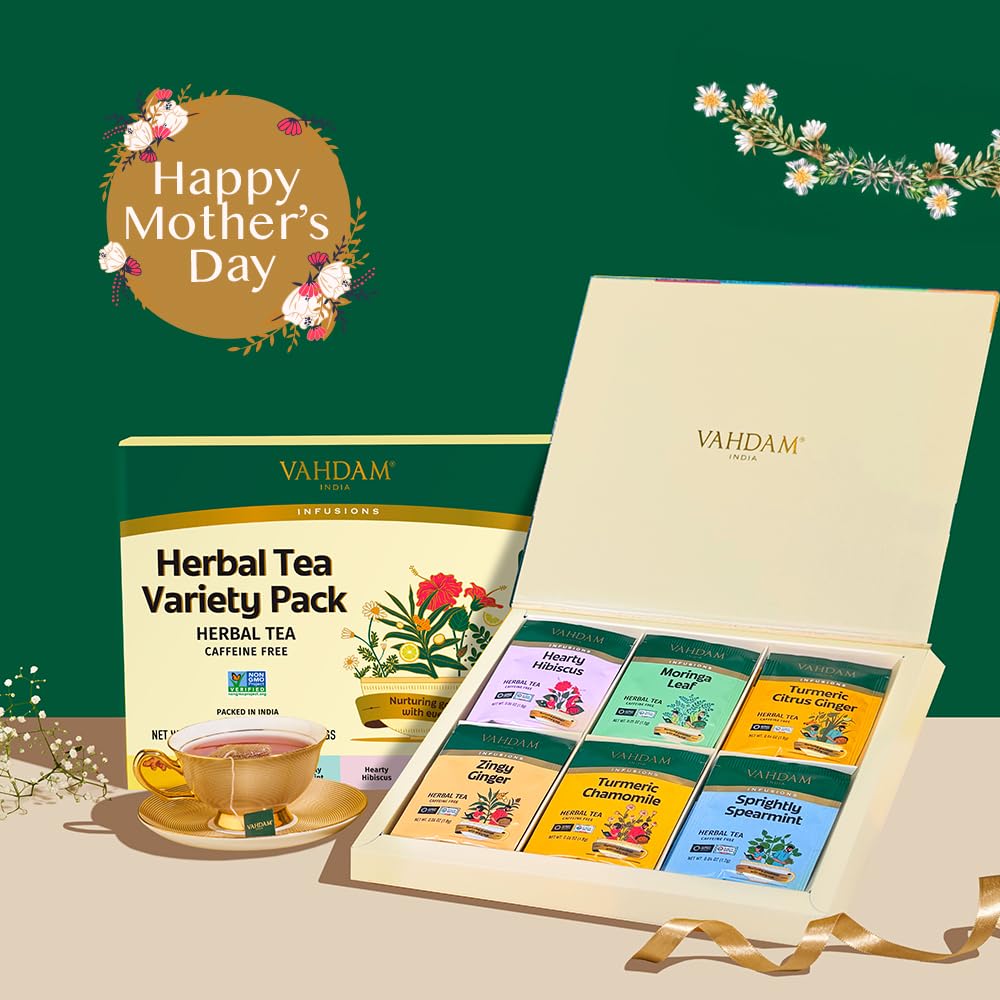 VAHDAM herbal tea gift set hibiscus flavor delivers tangy berry aroma