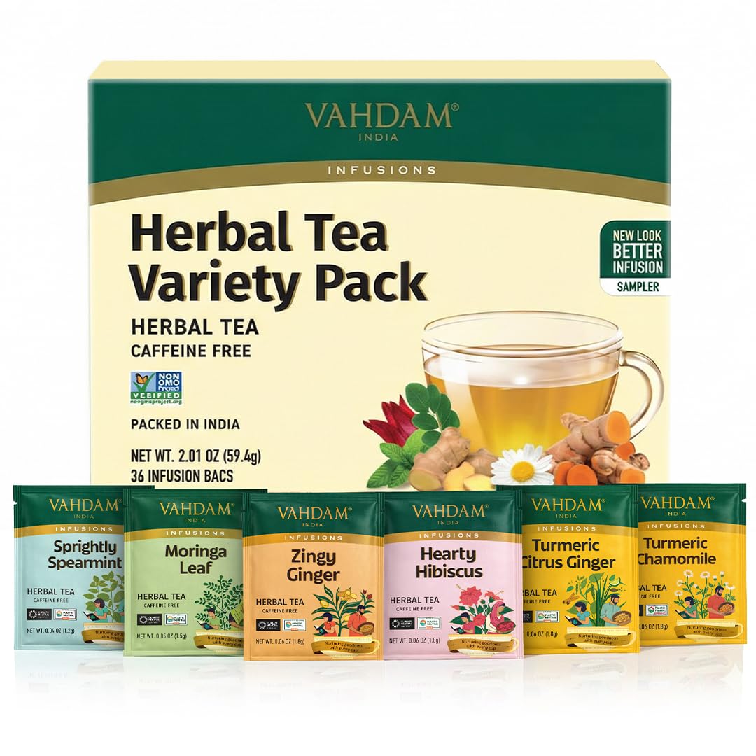 VAHDAM herbal tea gift set with turmeric citrus ginger flavor, perfect afternoon refreshment