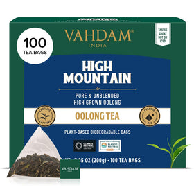 VAHDAM High Mountain Oolong tea bags pack, premium quality packaging for a refined brew