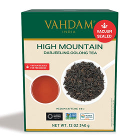 VAHDAM High Mountain Oolong tea leaves packaging showing premium freshness and aroma.