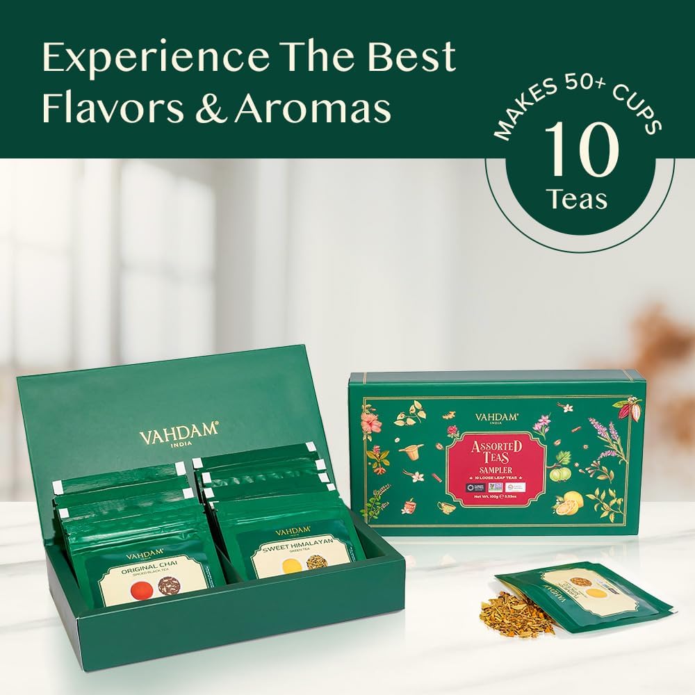 VAHDAM Himalayan Green Tea offers a refreshing, clean cup with vegetal brightness.