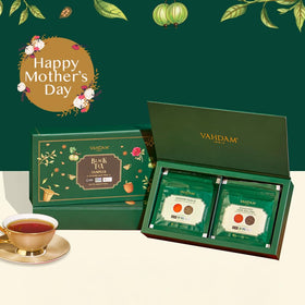 VAHDAM loose leaf tea sampler bags ready for quick brew