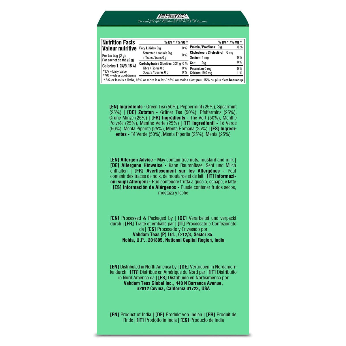 VAHDAM Mint Green Tea Bags ready for infuser or mug, offering a quick flavorful break.