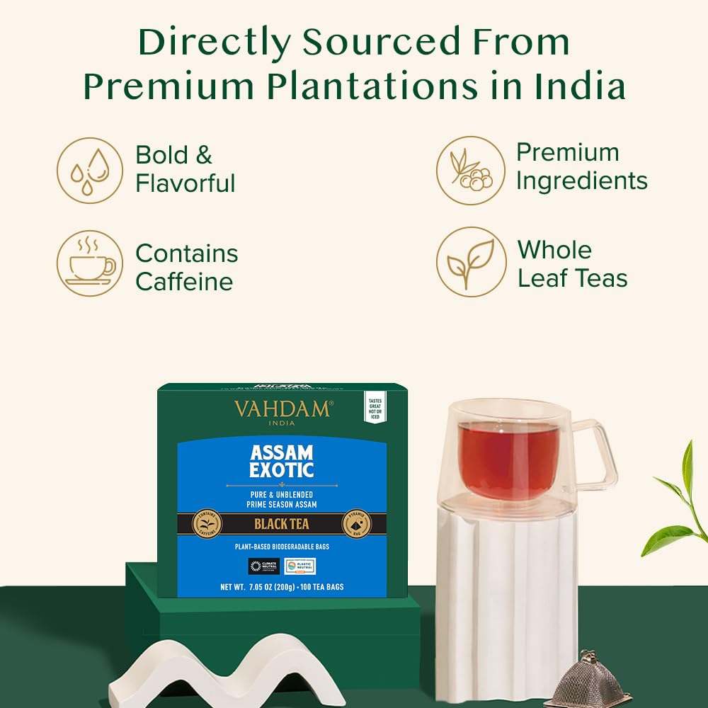 VAHDAM tea with no artificial flavors for pure, natural taste.