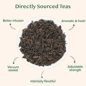 VAHDAM oolong tea leaves close up releasing delicate aroma.