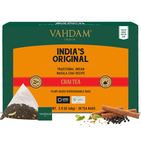 VAHDAM Original Masala Chai pyramid bags for fresh, authentic flavor at home.