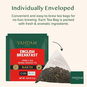 Pyramid tea bag steeping in cup delivering bold, smooth flavor