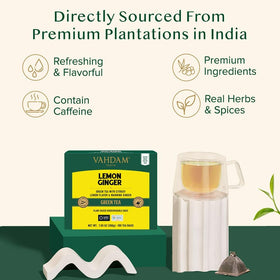 VAHDAM Pyramid tea bags unfurl for full-leaf flavor in every cup.