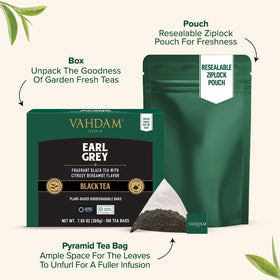 VAHDAM pyramid tea bags unfurl for rich, aromatic infusion.