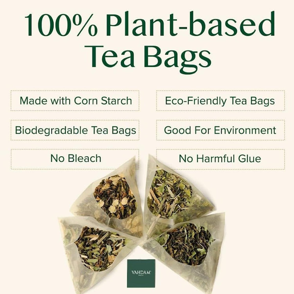 VAHDAM pyramid tea bags unfurl to deliver full-flavor infusion