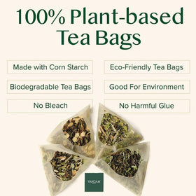 VAHDAM pyramid tea bags unfurl to deliver full-flavor infusion