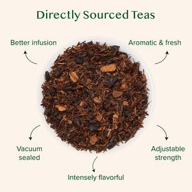 VAHDAM Rooibos chocolate vanilla cup brew highlighting cocoa, vanilla, and warm spice hints