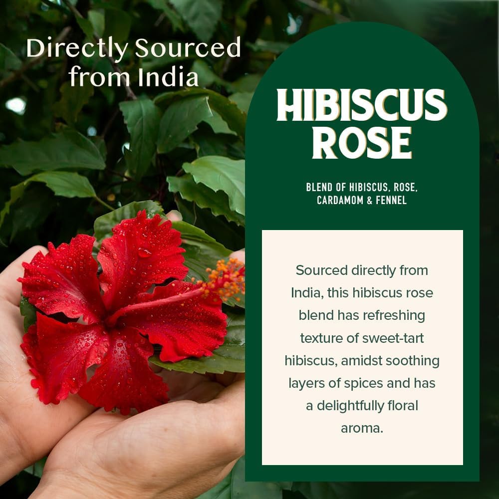 VAHDAM rose petals chamomile blend highlights floral aroma.