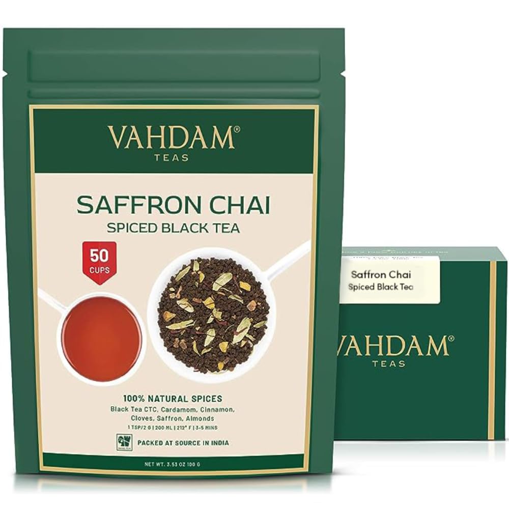 VAHDAM Saffron Spiced Chai loose leaf tea for rich morning rituals.