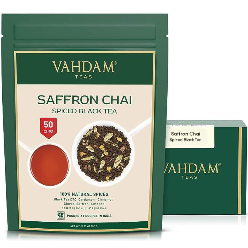 VAHDAM Saffron Spiced Chai loose leaf tea for rich morning rituals.