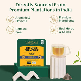 VAHDAM steaming cup with tea evokes warm, calming moments during the day
