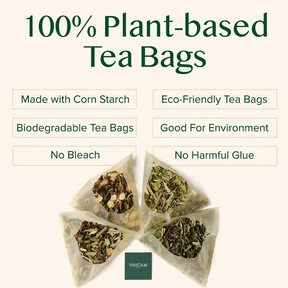 Steeping VAHDAM ginger mint tea creates a warming, refreshing cup.