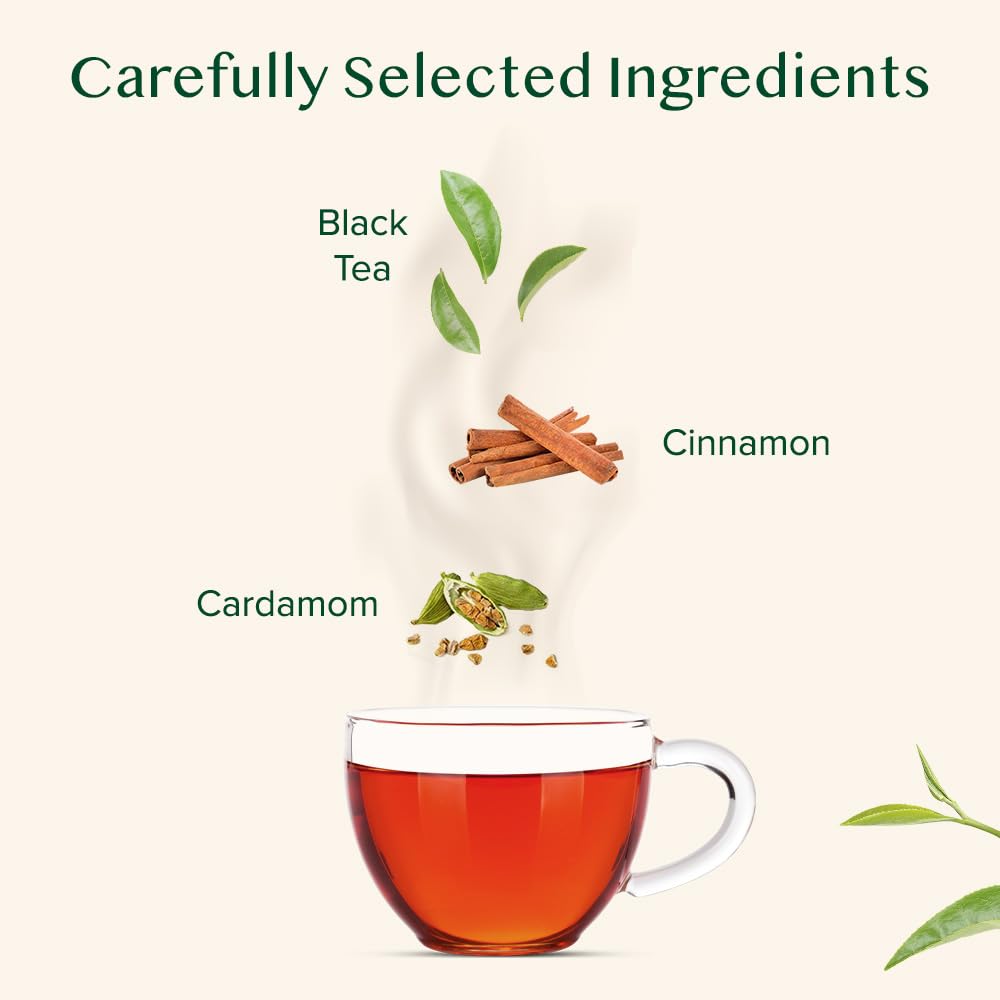 Close-up of cinnamon sticks with VAHDAM chai highlighting natural spice.