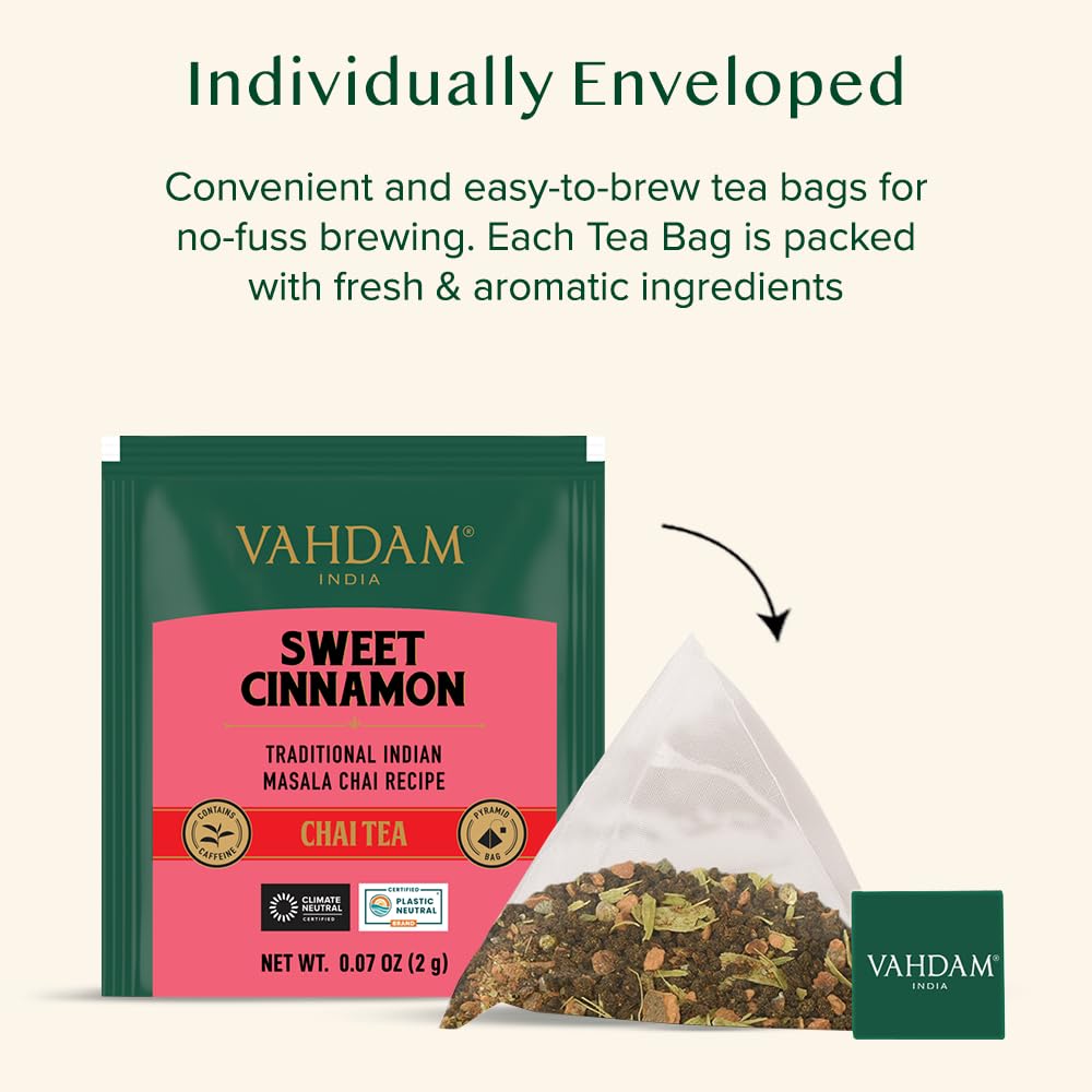 VAHDAM Black tea leaves with cinnamon and cardamom create warmth