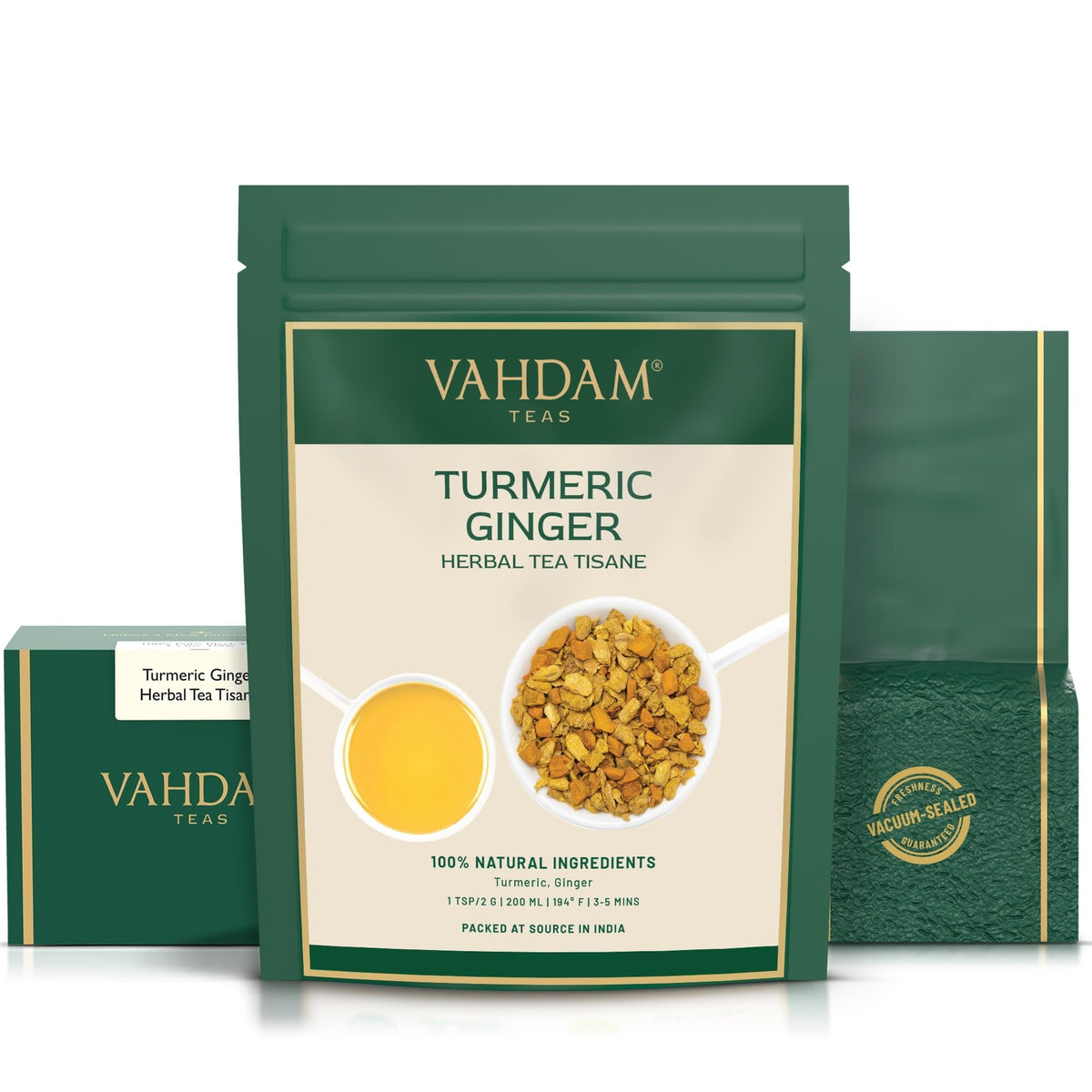 VAHDAM turmeric ginger herbal tea loose leaf for a caffeine free, flavorful cup