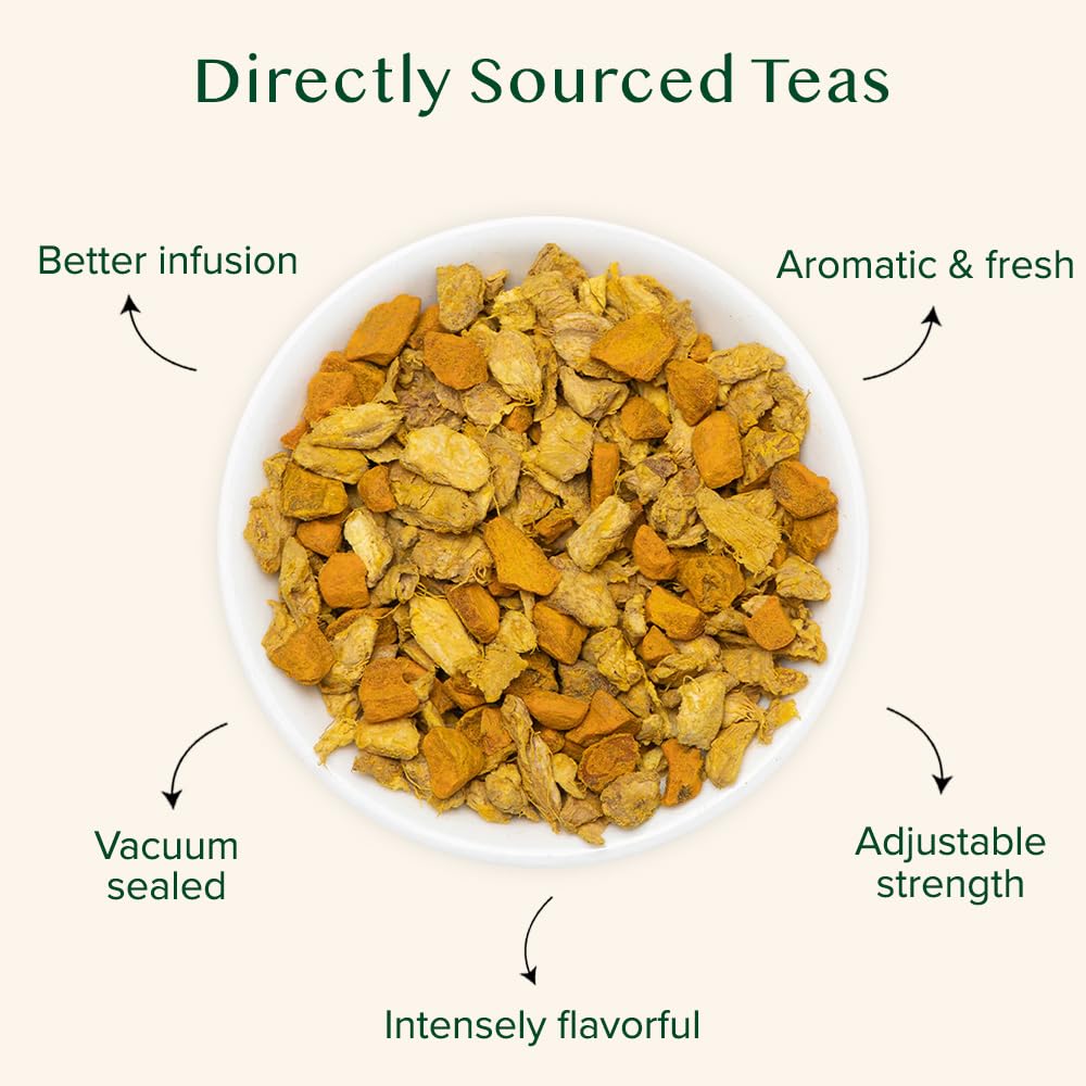 VAHDAM turmeric ginger herbal tea steaming cup ready for a comforting moment