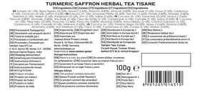 VAHDAM Turmeric Saffron Herbal Tea cup with aromatic steam