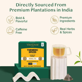 VAHDAM Turmeric Spice Tea Bags cinnamon and cardamom for aromatic spice
