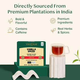 Vanilla bean and spices featured in VAHDAM Vanilla Spiced Chai